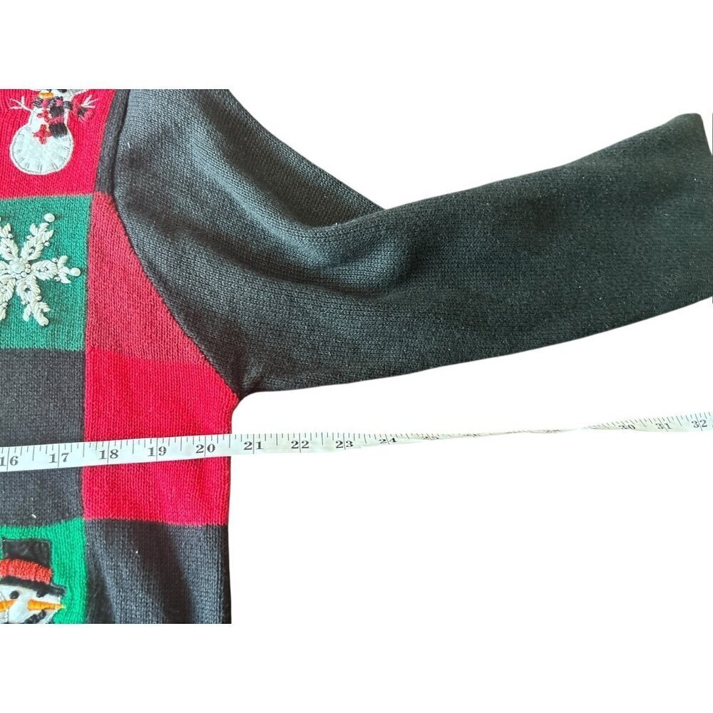 Victoria Jones Women's Red & Black Zipper Snowman Christmas Sweater - Picture 4 of 7